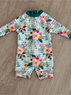Up and Fast Floral Long-Sleeve Rash Guard Swimsuit